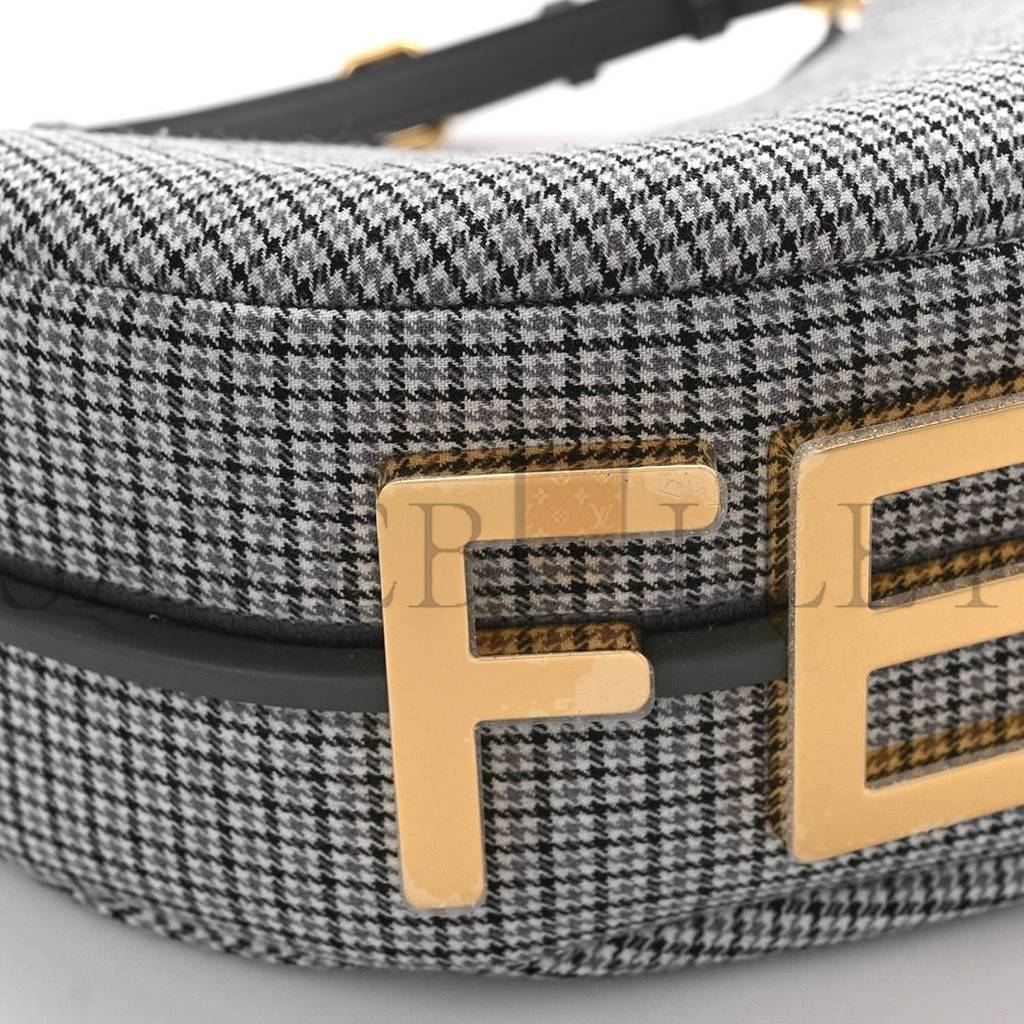 FENDI WOOL HOUNDSTOOTH SMALL FENDIGRAPHY HOBO BAG GRIGIO ANTHRACITE (28*23*8cm) FENDI WOOL HOUNDSTOOTH SMALL FENDIGRAPHY HOBO BAG GRIGIO ANTHRACITE (28*23*8cm)