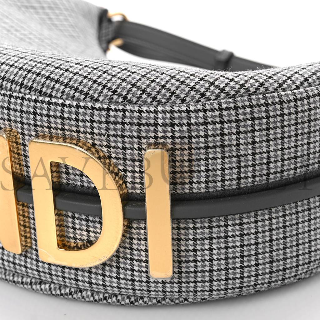 FENDI WOOL HOUNDSTOOTH SMALL FENDIGRAPHY HOBO BAG GRIGIO ANTHRACITE (28*23*8cm) FENDI WOOL HOUNDSTOOTH SMALL FENDIGRAPHY HOBO BAG GRIGIO ANTHRACITE (28*23*8cm)