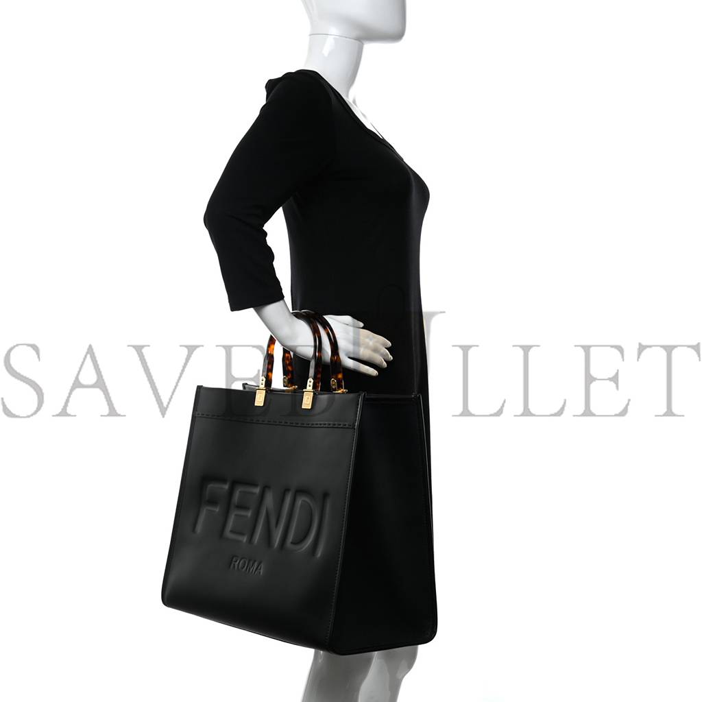 FENDI VITELLO KING PLEXIGLASS LARGE FENDI SUNSHINE SHOPPER TOTE BLACK (41*34*18cm) FENDI VITELLO KING PLEXIGLASS LARGE FENDI SUNSHINE SHOPPER TOTE BLACK (41*34*18cm)