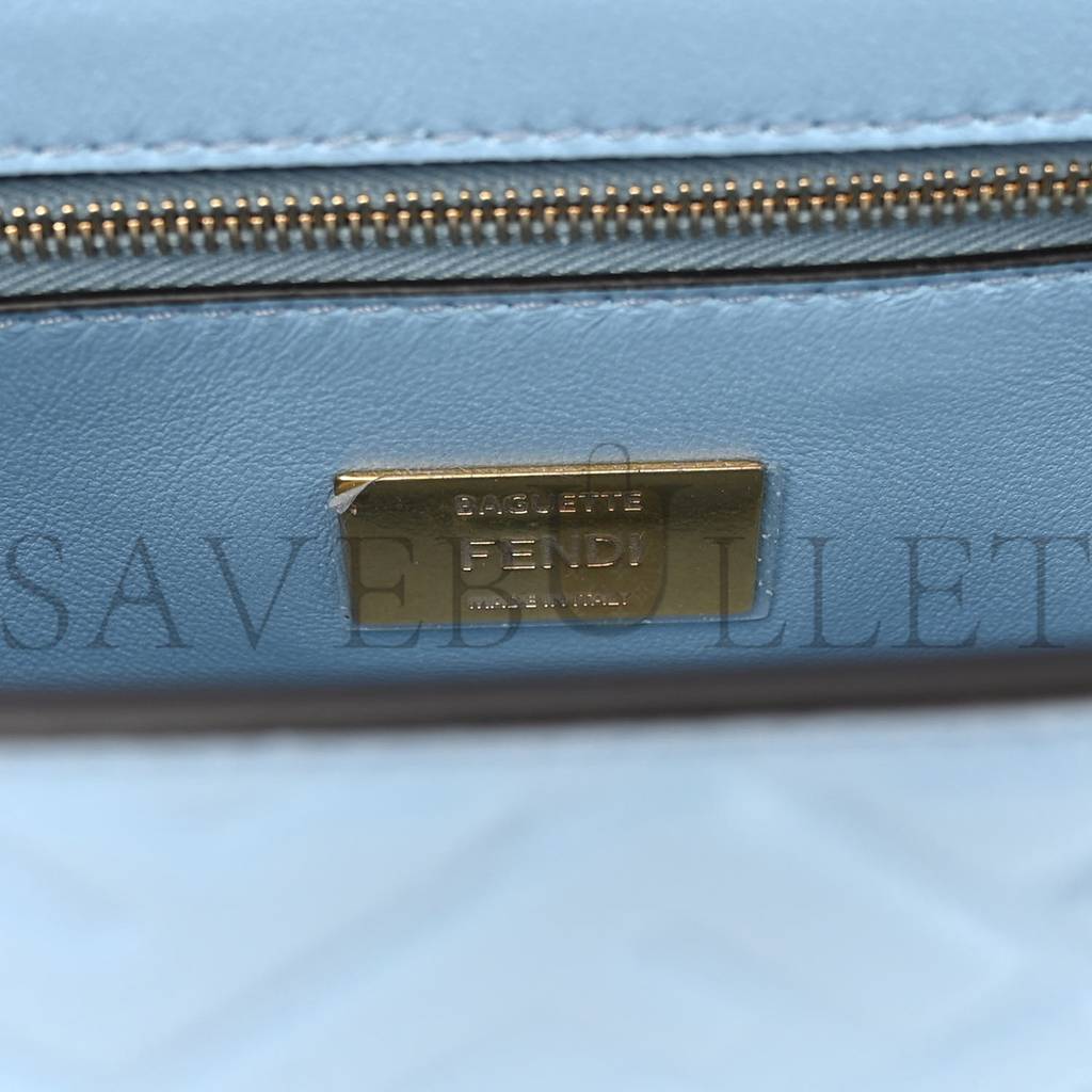 FENDI NAPPA SMALL FF EMBOSSED MIDI CHAIN BAGUETTE AZZURRO BABY (32*26*10cm) FENDI NAPPA SMALL FF EMBOSSED MIDI CHAIN BAGUETTE AZZURRO BABY (32*26*10cm)