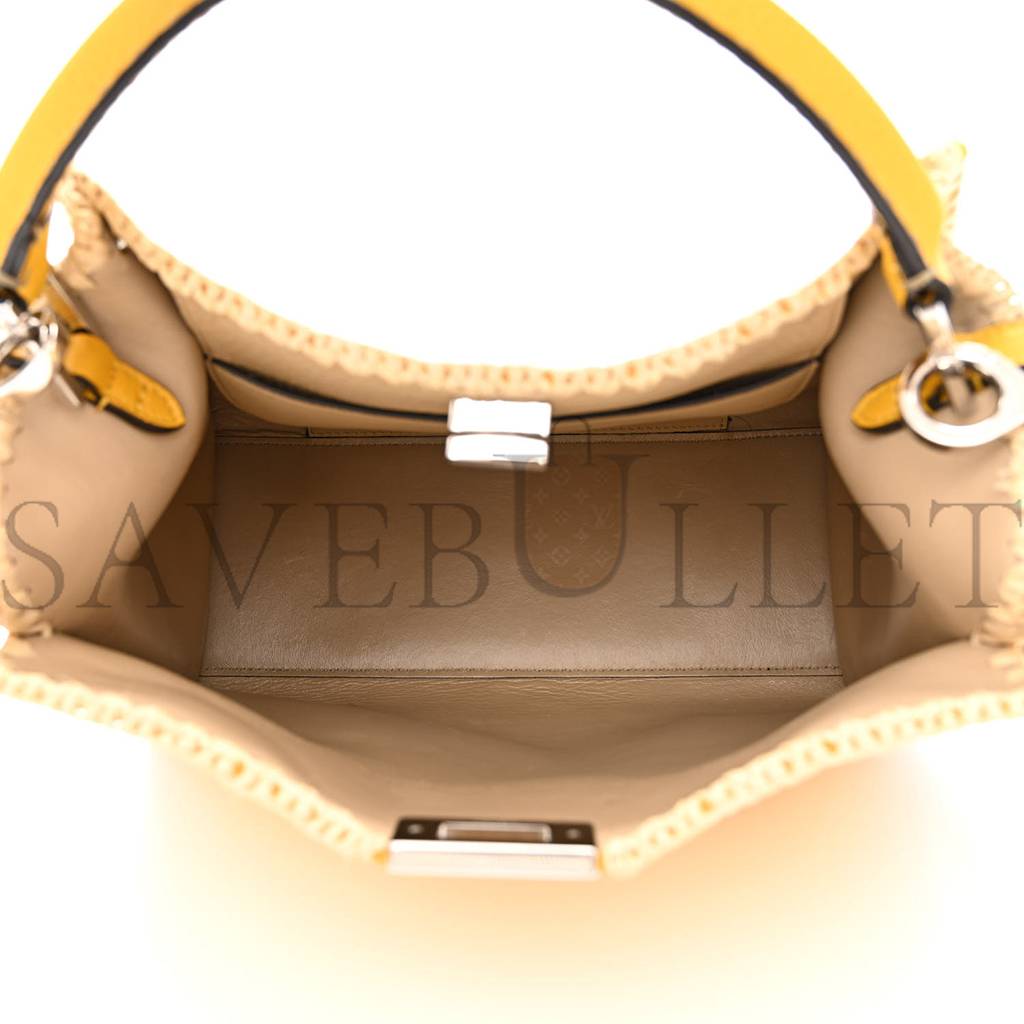 FENDI CUOIO ROMANO SELLERIA RAFFIA BI-COLOR WOVEN MEDIUM PEEKABOO X-LITE SUNFLOWER PAGLIA (30*25*15cm) FENDI CUOIO ROMANO SELLERIA RAFFIA BI-COLOR WOVEN MEDIUM PEEKABOO X-LITE SUNFLOWER PAGLIA (30*25*15cm)