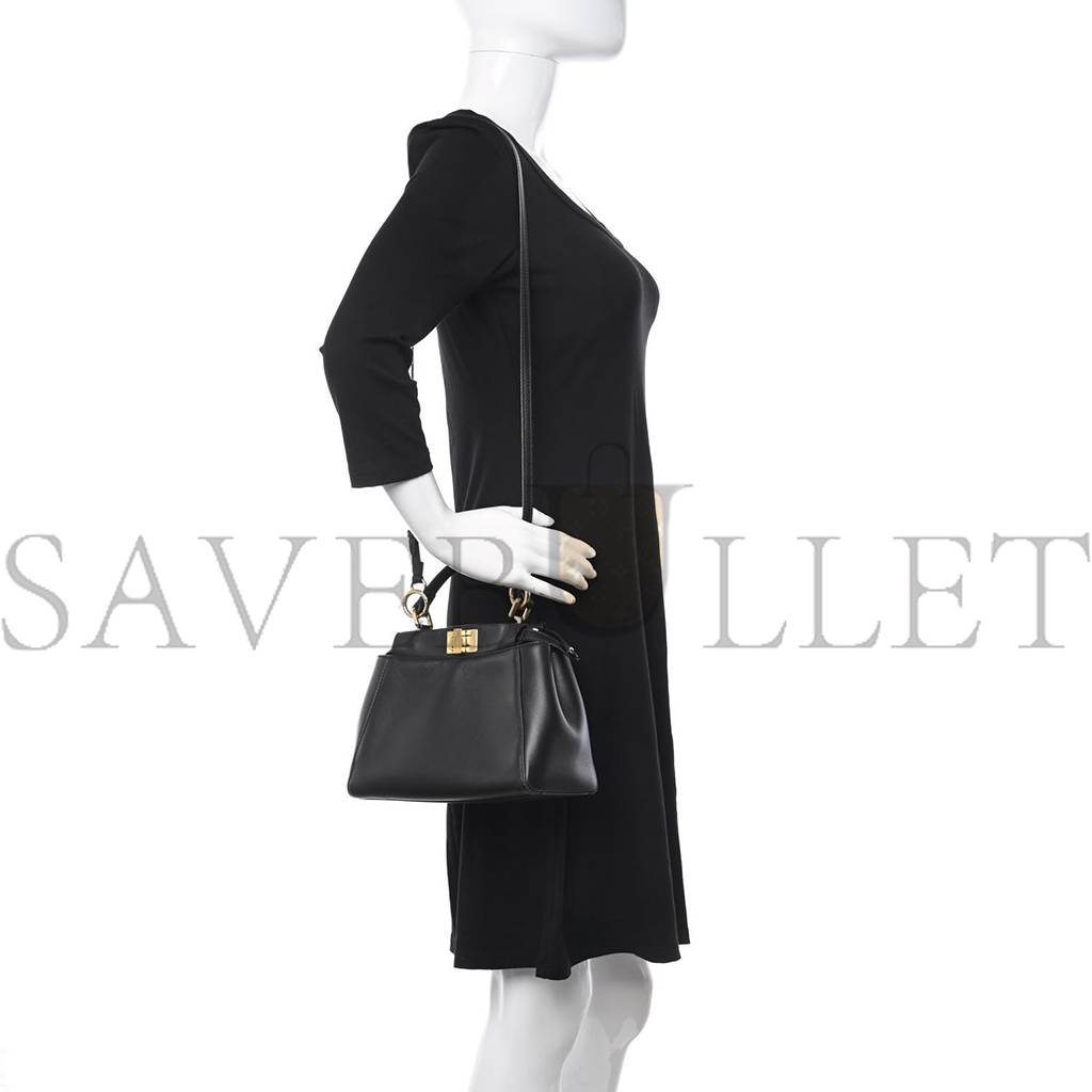 FENDI NAPPA MINI PEEKABOO ICONIC SATCHEL BLACK (23*17*11cm) FENDI NAPPA MINI PEEKABOO ICONIC SATCHEL BLACK (23*17*11cm)