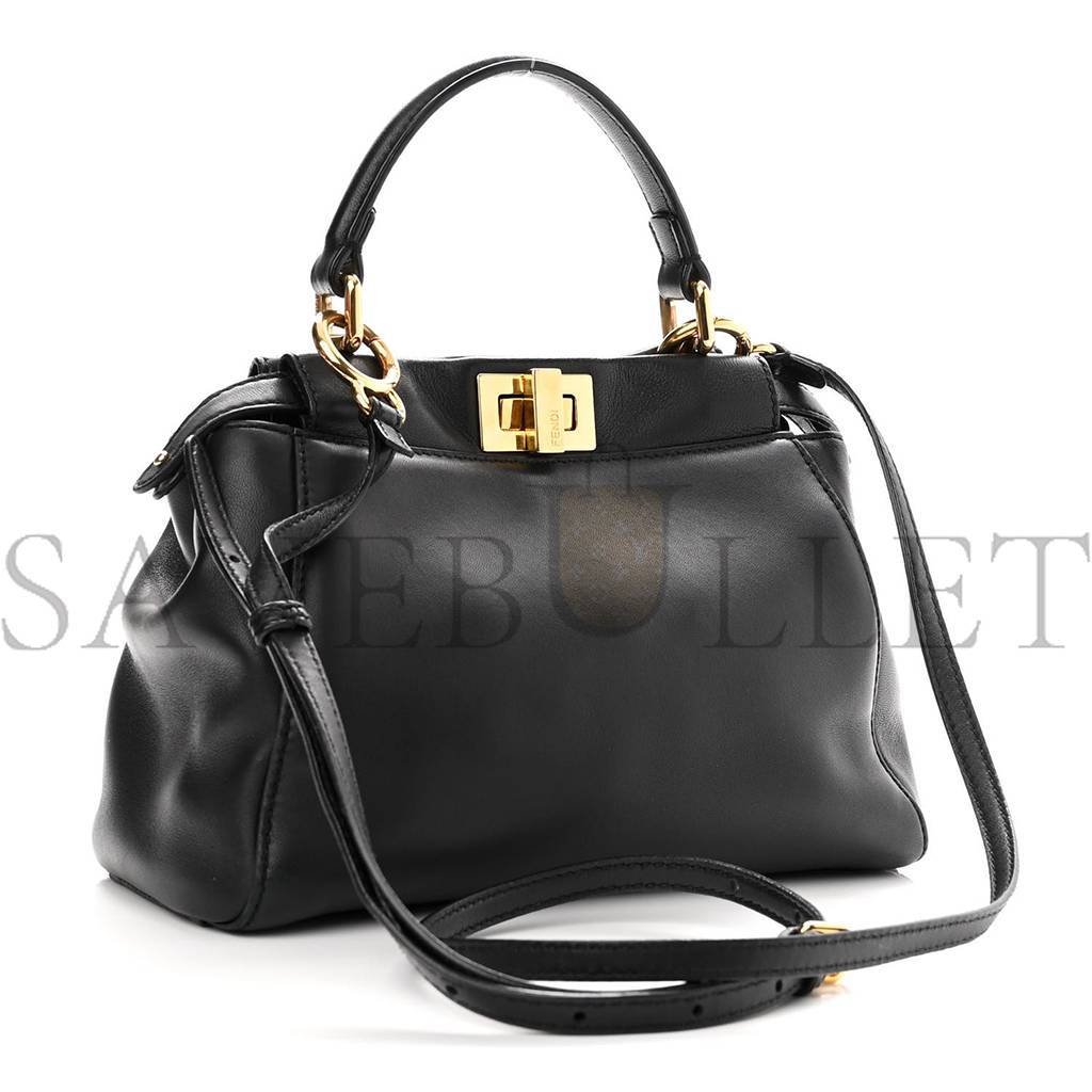 FENDI NAPPA MINI PEEKABOO ICONIC SATCHEL BLACK (23*17*11cm) FENDI NAPPA MINI PEEKABOO ICONIC SATCHEL BLACK (23*17*11cm)