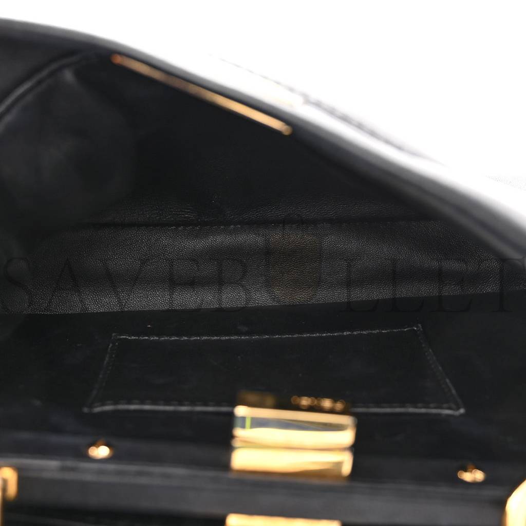 FENDI NAPPA MINI PEEKABOO ICONIC SATCHEL BLACK (23*17*11cm) FENDI NAPPA MINI PEEKABOO ICONIC SATCHEL BLACK (23*17*11cm)