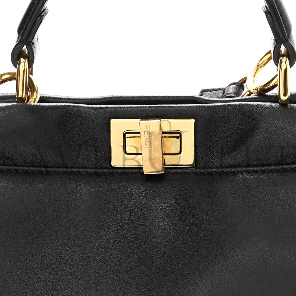 FENDI NAPPA MINI PEEKABOO ICONIC SATCHEL BLACK (23*17*11cm) FENDI NAPPA MINI PEEKABOO ICONIC SATCHEL BLACK (23*17*11cm)