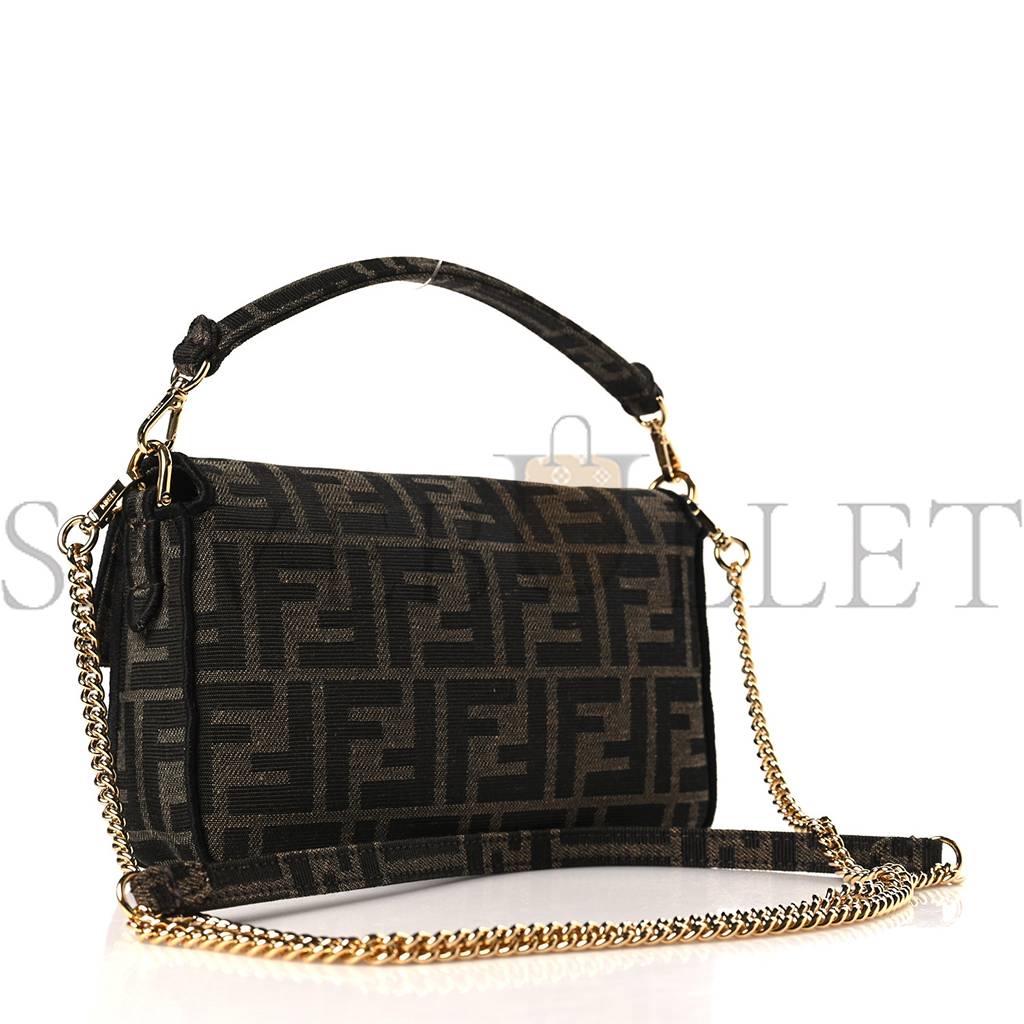 FENDI FABRIC JACQUARD FF 1974 MINI BAGUETTE TOBACCO MORO BLACK (19*11*5cm) FENDI FABRIC JACQUARD FF 1974 MINI BAGUETTE TOBACCO MORO BLACK (19*11*5cm)