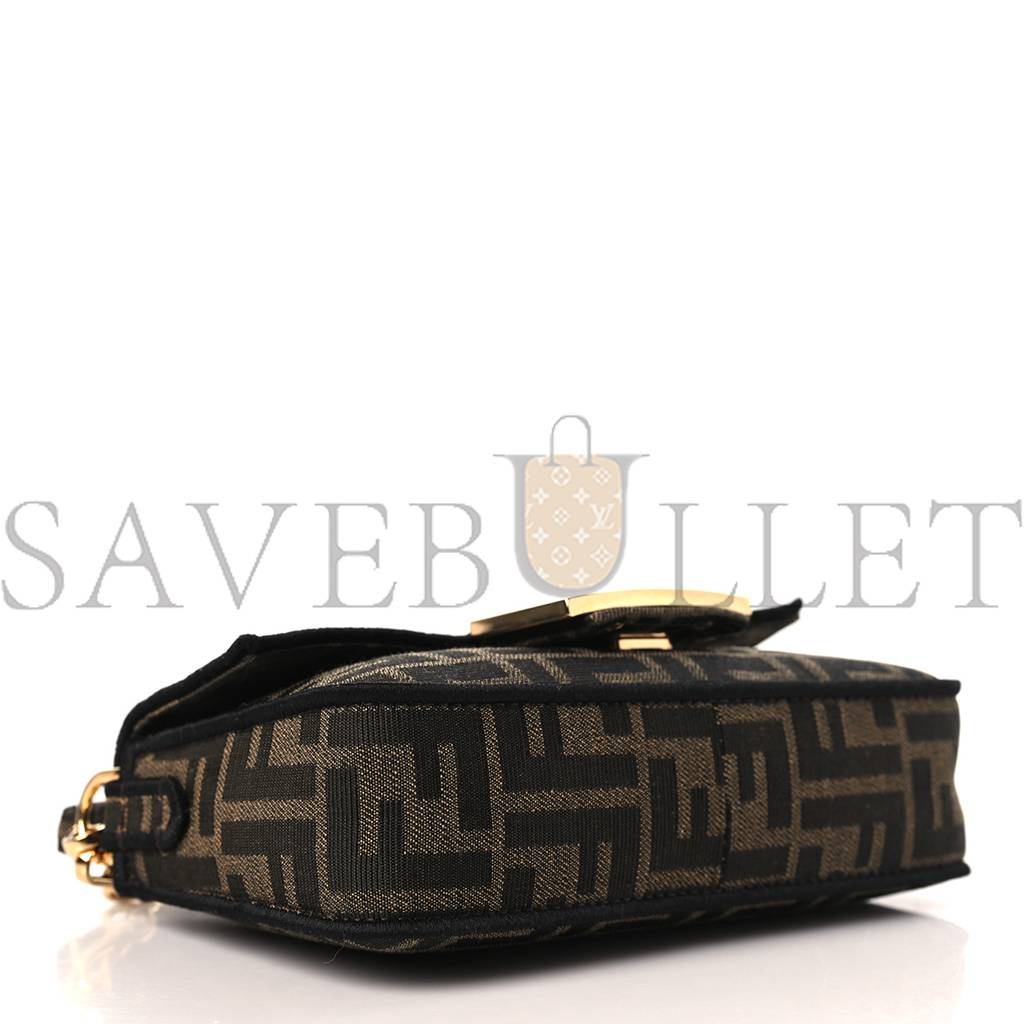 FENDI FABRIC JACQUARD FF 1974 MINI BAGUETTE TOBACCO MORO BLACK (19*11*5cm) FENDI FABRIC JACQUARD FF 1974 MINI BAGUETTE TOBACCO MORO BLACK (19*11*5cm)