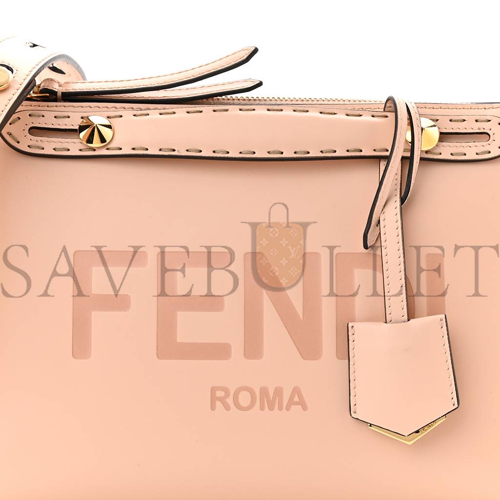 FENDI VITELLO KING LOGO EMBOSSED MEDIUM BY THE WAY BOSTON BAG LIGHT ROSE (27*18*12cm) FENDI VITELLO KING LOGO EMBOSSED MEDIUM BY THE WAY BOSTON BAG LIGHT ROSE (27*18*12cm)