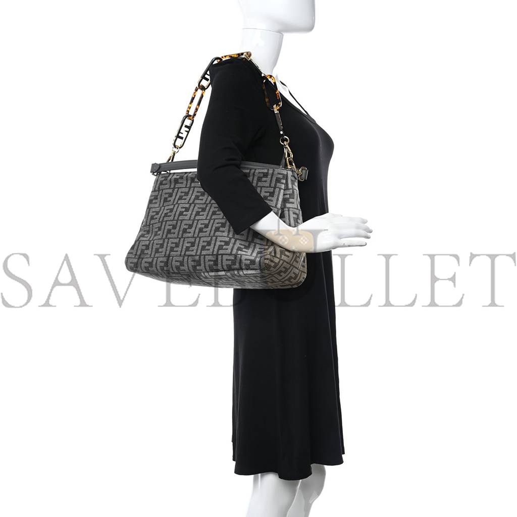 FENDI CHENILLE VITELLO SETA PLEXIGLASS FF FENDI O'LOCK ZIPPER ANTHRACITE ASFALTO (35*23*14cm) FENDI CHENILLE VITELLO SETA PLEXIGLASS FF FENDI O'LOCK ZIPPER ANTHRACITE ASFALTO (35*23*14cm)