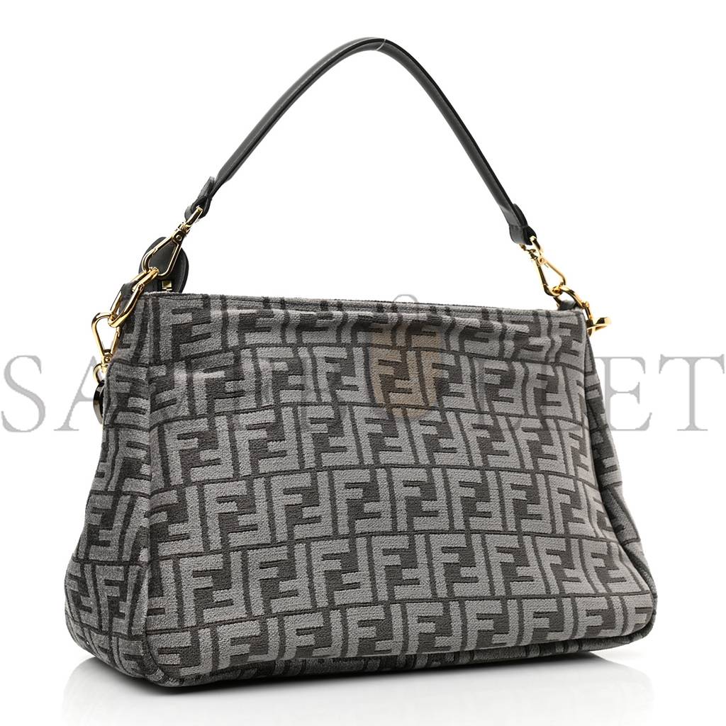 FENDI CHENILLE VITELLO SETA PLEXIGLASS FF FENDI O'LOCK ZIPPER ANTHRACITE ASFALTO (35*23*14cm) FENDI CHENILLE VITELLO SETA PLEXIGLASS FF FENDI O'LOCK ZIPPER ANTHRACITE ASFALTO (35*23*14cm)