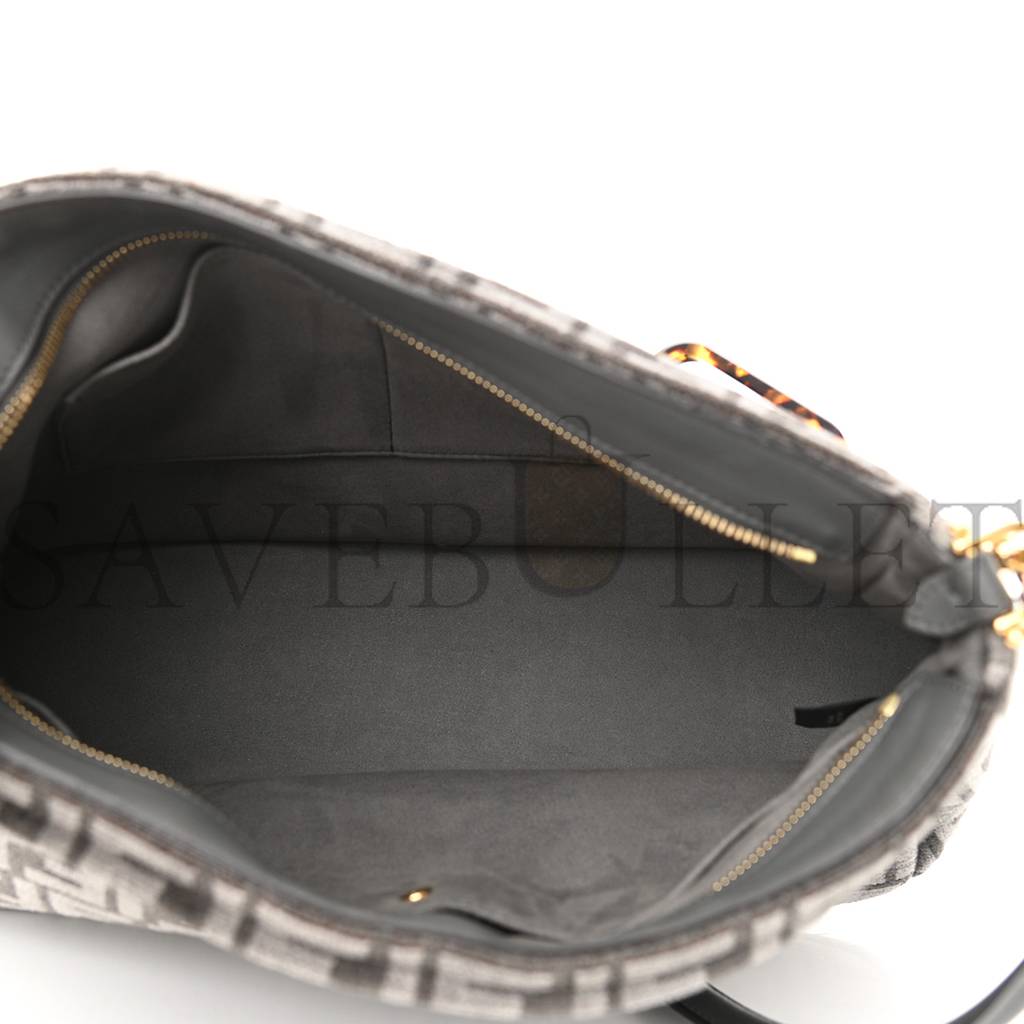 FENDI CHENILLE VITELLO SETA PLEXIGLASS FF FENDI O'LOCK ZIPPER ANTHRACITE ASFALTO (35*23*14cm) FENDI CHENILLE VITELLO SETA PLEXIGLASS FF FENDI O'LOCK ZIPPER ANTHRACITE ASFALTO (35*23*14cm)