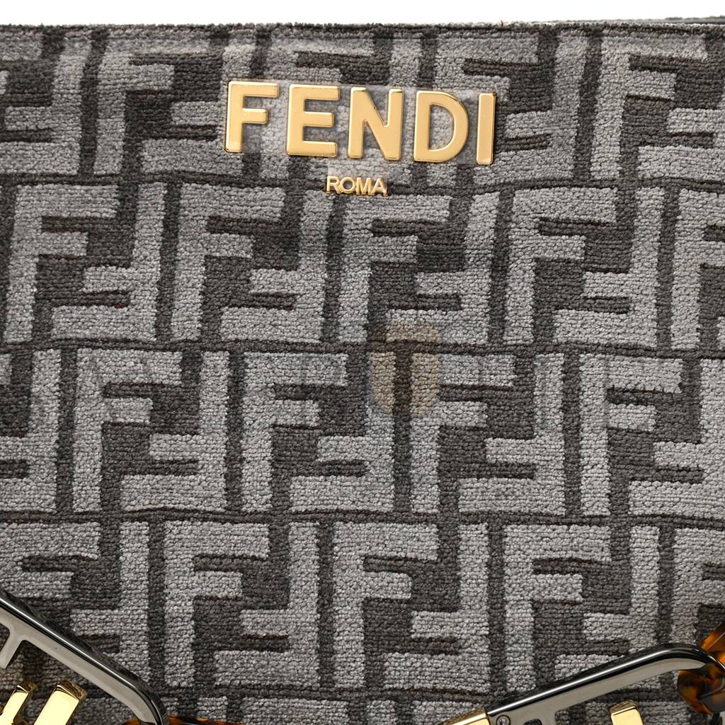 FENDI CHENILLE VITELLO SETA PLEXIGLASS FF FENDI O'LOCK ZIPPER ANTHRACITE ASFALTO (35*23*14cm) FENDI CHENILLE VITELLO SETA PLEXIGLASS FF FENDI O'LOCK ZIPPER ANTHRACITE ASFALTO (35*23*14cm)