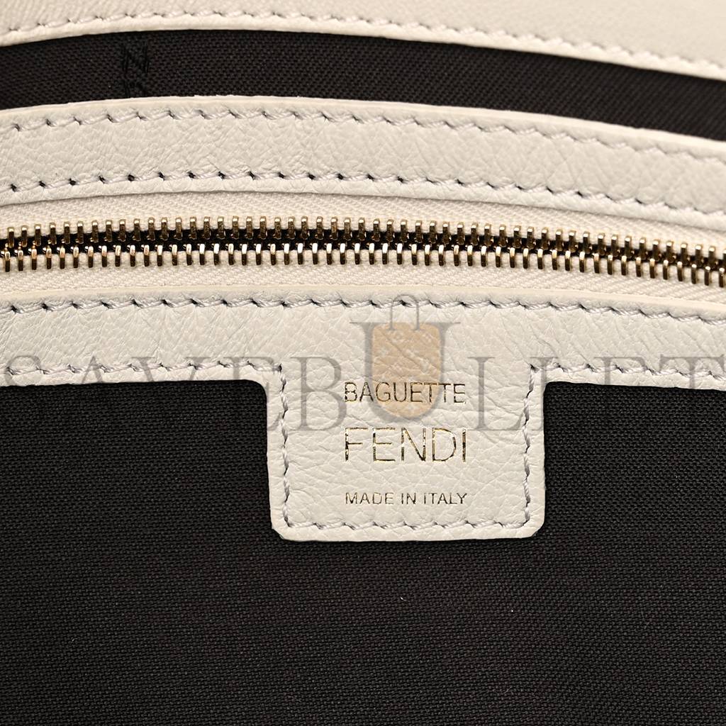 FENDI NAPPA FF 1974 EMBOSSED BAGUETTE WHITE (25*20*8cm) FENDI NAPPA FF 1974 EMBOSSED BAGUETTE WHITE (25*20*8cm)