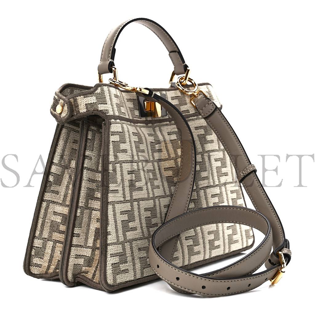 FENDI CHENILLE VITELLO SETA FF SMALL PEEKABOO I SEE U SATCHEL TORTORA NUVOLA (41*29*15cm) FENDI CHENILLE VITELLO SETA FF SMALL PEEKABOO I SEE U SATCHEL TORTORA NUVOLA (41*29*15cm)