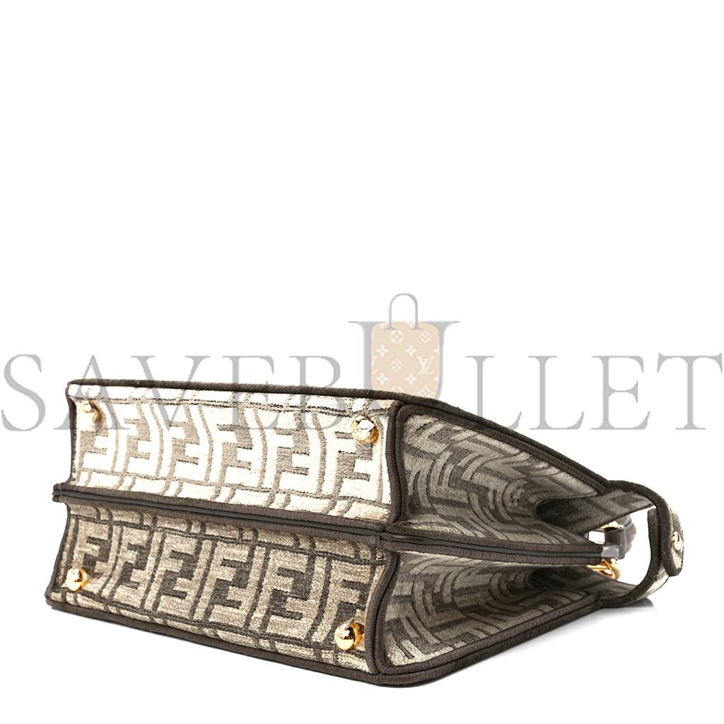 FENDI CHENILLE VITELLO SETA FF SMALL PEEKABOO I SEE U SATCHEL TORTORA NUVOLA (41*29*15cm) FENDI CHENILLE VITELLO SETA FF SMALL PEEKABOO I SEE U SATCHEL TORTORA NUVOLA (41*29*15cm)