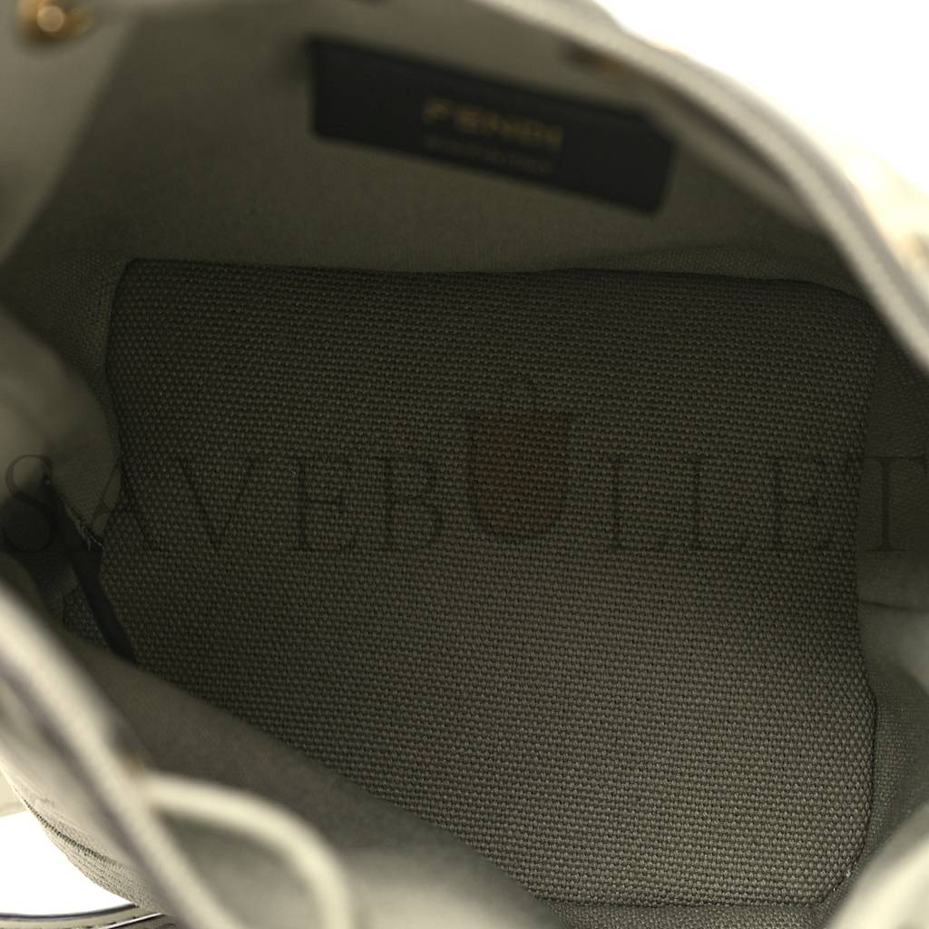FENDI CANVAS VITELLO GRACE F IS FENDI FF EMBROIDERED MINI MON TRESOR BUCKET BAG LIGHT GREEN (18*12*10cm) FENDI CANVAS VITELLO GRACE F IS FENDI FF EMBROIDERED MINI MON TRESOR BUCKET BAG LIGHT GREEN (18*12*10cm)