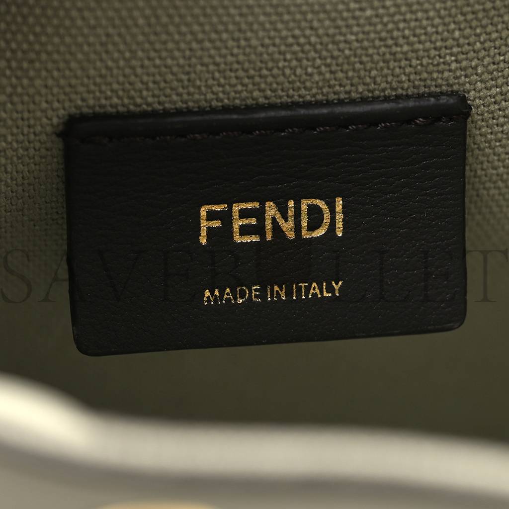 FENDI CANVAS VITELLO GRACE F IS FENDI FF EMBROIDERED MINI MON TRESOR BUCKET BAG LIGHT GREEN (18*12*10cm) FENDI CANVAS VITELLO GRACE F IS FENDI FF EMBROIDERED MINI MON TRESOR BUCKET BAG LIGHT GREEN (18*12*10cm)