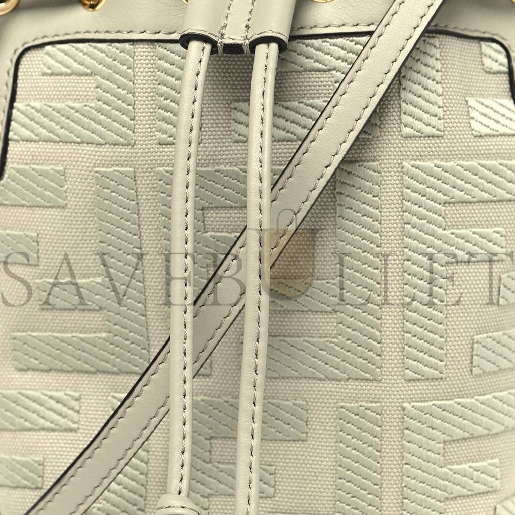 FENDI CANVAS VITELLO GRACE F IS FENDI FF EMBROIDERED MINI MON TRESOR BUCKET BAG LIGHT GREEN (18*12*10cm) FENDI CANVAS VITELLO GRACE F IS FENDI FF EMBROIDERED MINI MON TRESOR BUCKET BAG LIGHT GREEN (18*12*10cm)