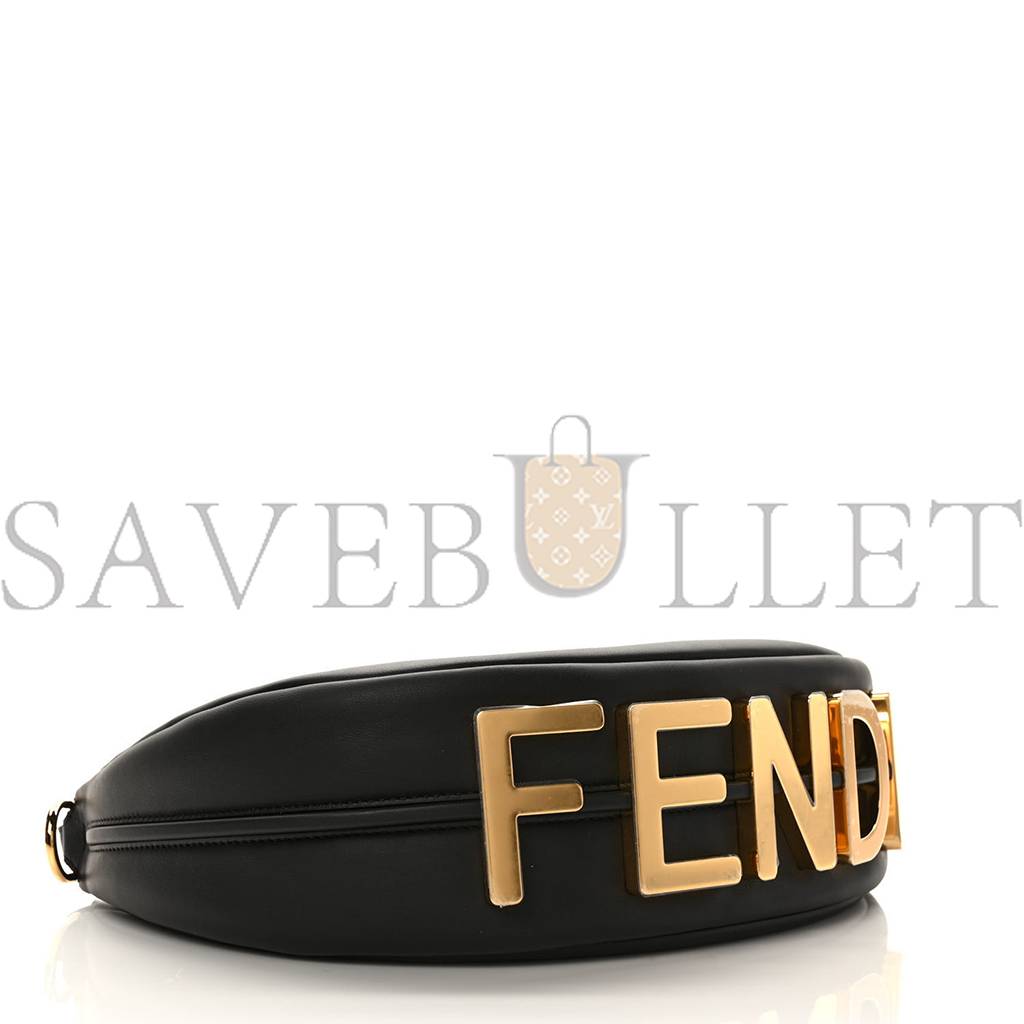 FENDI VITELLO GRACE MATTE SMALL FENDIGRAPHY HOBO BAG BLACK (22*17*10cm) FENDI VITELLO GRACE MATTE SMALL FENDIGRAPHY HOBO BAG BLACK (22*17*10cm)