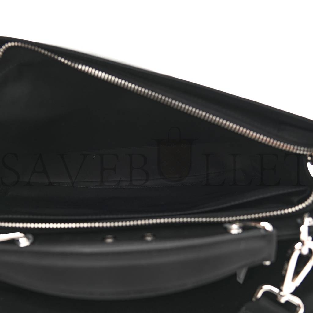 FENDI NYLON VITELLO COVER LOGO EMBOSSED MEDIUM PEEKABOO I SEE U SATCHEL BLACK WHITE (38*29*11cm) FENDI NYLON VITELLO COVER LOGO EMBOSSED MEDIUM PEEKABOO I SEE U SATCHEL BLACK WHITE (38*29*11cm)