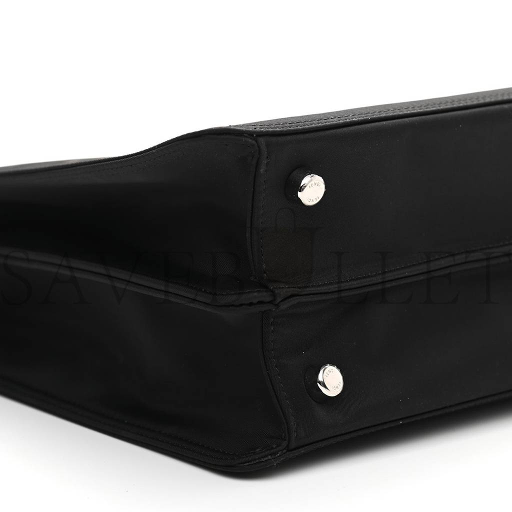 FENDI NYLON VITELLO COVER LOGO EMBOSSED MEDIUM PEEKABOO I SEE U SATCHEL BLACK WHITE (38*29*11cm) FENDI NYLON VITELLO COVER LOGO EMBOSSED MEDIUM PEEKABOO I SEE U SATCHEL BLACK WHITE (38*29*11cm)