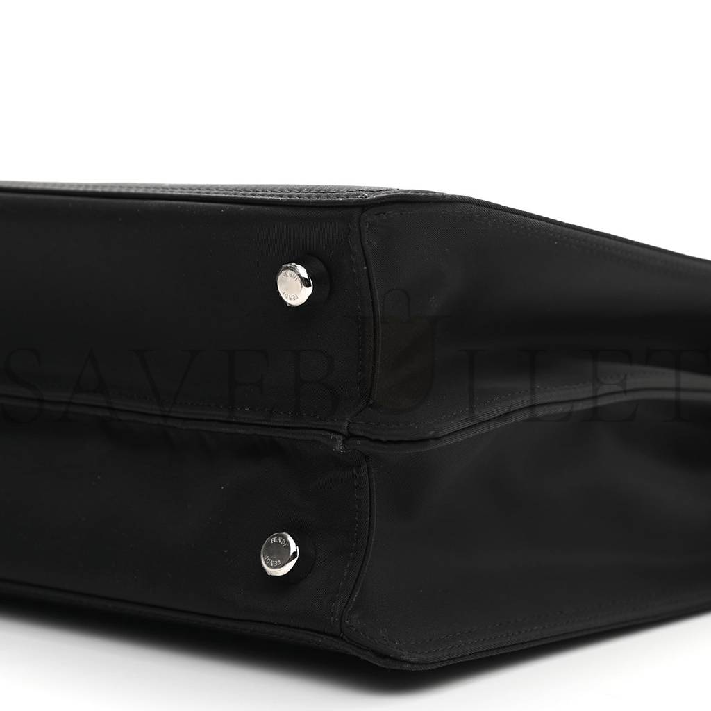 FENDI NYLON VITELLO COVER LOGO EMBOSSED MEDIUM PEEKABOO I SEE U SATCHEL BLACK WHITE (38*29*11cm) FENDI NYLON VITELLO COVER LOGO EMBOSSED MEDIUM PEEKABOO I SEE U SATCHEL BLACK WHITE (38*29*11cm)