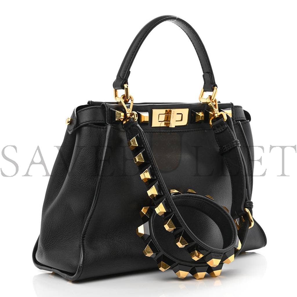 FENDI CALFSKIN STUDDED MEDIUM PEEKABOO ICONIC SATCHEL BLACK (34*24*12cm) FENDI CALFSKIN STUDDED MEDIUM PEEKABOO ICONIC SATCHEL BLACK (34*24*12cm)