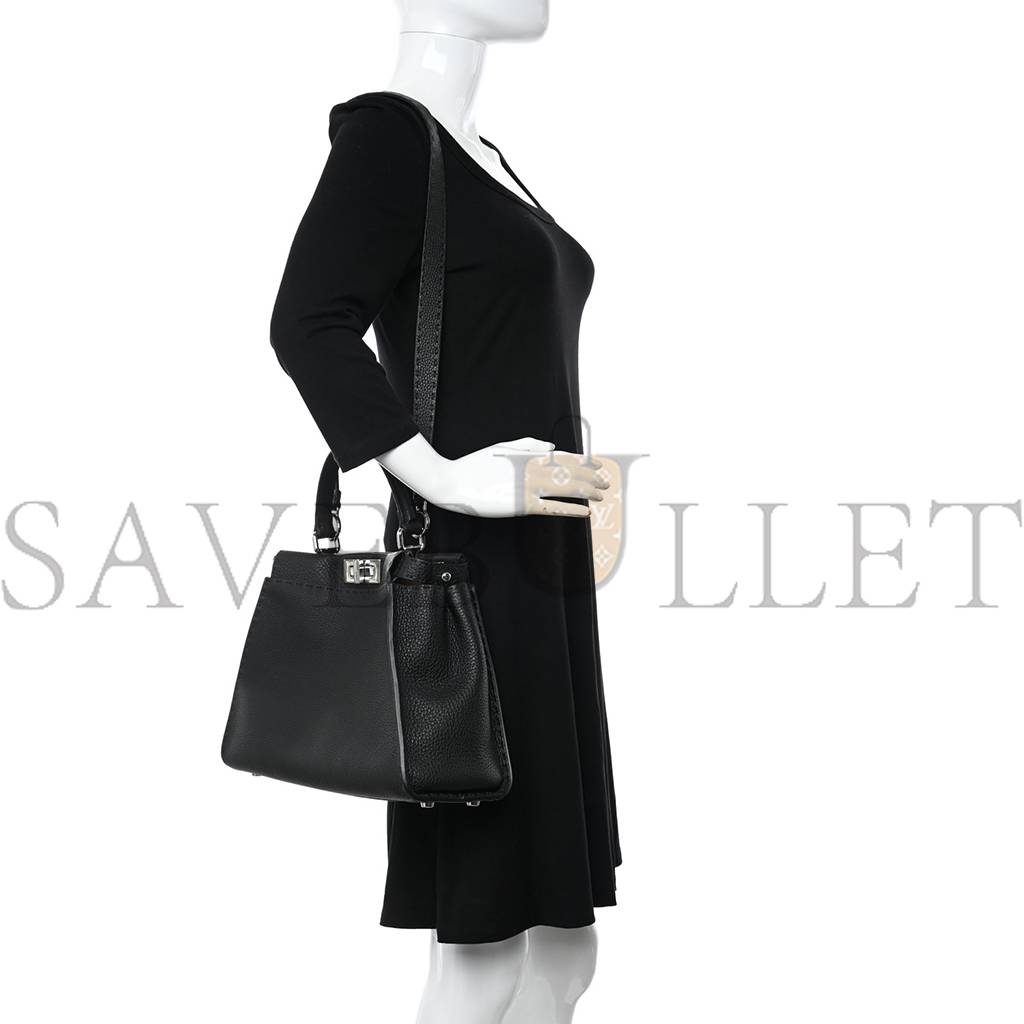 FENDI CUOIO ROMANO SELLERIA BI-COLOR MEDIUM PEEKABOO ICONIC SATCHEL BLACK MOU (34*24*13cm) FENDI CUOIO ROMANO SELLERIA BI-COLOR MEDIUM PEEKABOO ICONIC SATCHEL BLACK MOU (34*24*13cm)