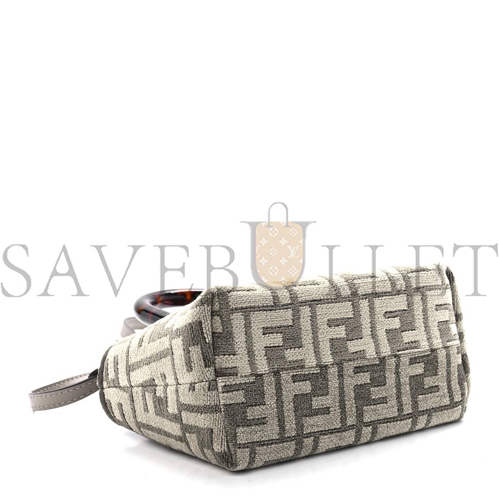 FENDI CHENILLE VITELLO KING PLEXIGLASS FF MINI BY THE WAY TOP HANDLE BOSTON BAG TORTORA NUVOLA (17*11*8cm) FENDI CHENILLE VITELLO KING PLEXIGLASS FF MINI BY THE WAY TOP HANDLE BOSTON BAG TORTORA NUVOLA (17*11*8cm)