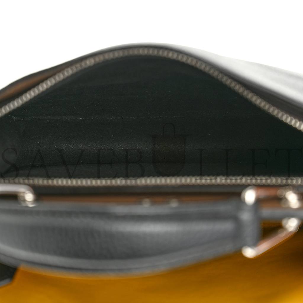 FENDI CUOIO ROMANO VITELLO GRACE LIGHT GLAZED FABRIC BI-COLOR FF 1974 MINI PEEKABOO I SEE U SATCHEL BLACK (25*20*9cm) FENDI CUOIO ROMANO VITELLO GRACE LIGHT GLAZED FABRIC BI-COLOR FF 1974 MINI PEEKABOO I SEE U SATCHEL BLACK (25*20*9cm)
