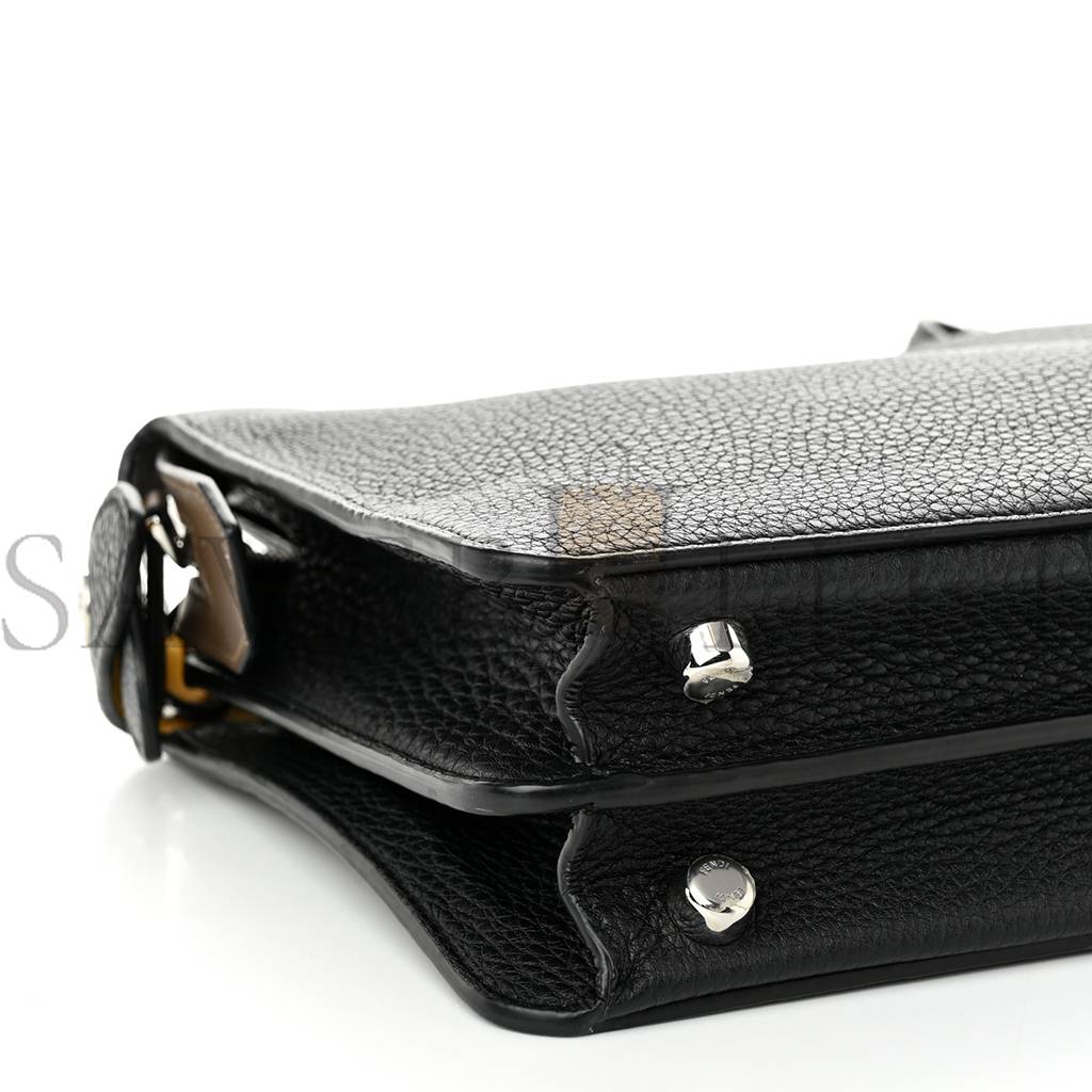 FENDI CUOIO ROMANO VITELLO GRACE LIGHT GLAZED FABRIC BI-COLOR FF 1974 MINI PEEKABOO I SEE U SATCHEL BLACK (25*20*9cm) FENDI CUOIO ROMANO VITELLO GRACE LIGHT GLAZED FABRIC BI-COLOR FF 1974 MINI PEEKABOO I SEE U SATCHEL BLACK (25*20*9cm)