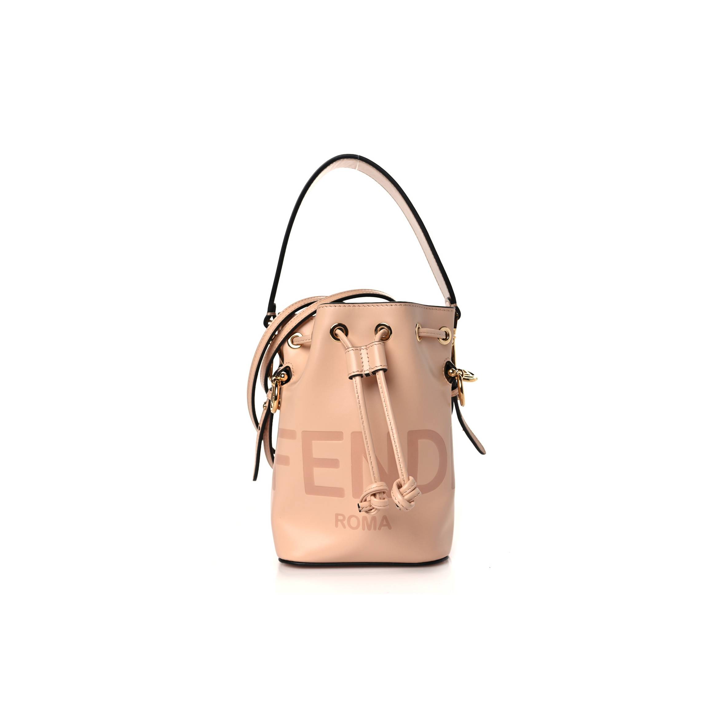 FENDI VITELLO KING F IS FENDI LOGO EMBOSSED MINI MON TRESOR BUCKET BAG LIGHT ROSE (11*10*10cm) FENDI VITELLO KING F IS FENDI LOGO EMBOSSED MINI MON TRESOR BUCKET BAG LIGHT ROSE (11*10*10cm)