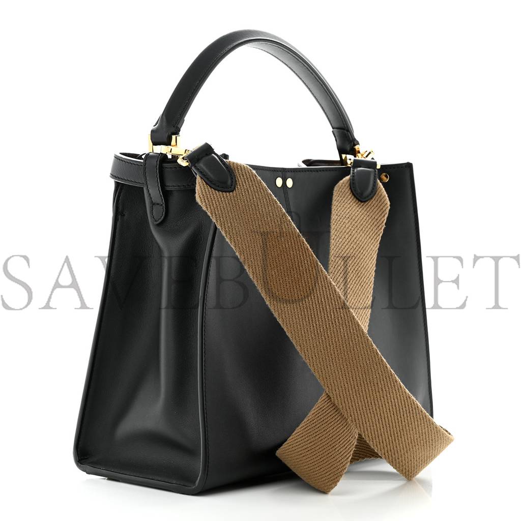 FENDI VITELLO SETA GLAZED FABRIC FF 1974 MEDIUM PEEKABOO X-LITE BLACK (29*25*14cm) FENDI VITELLO SETA GLAZED FABRIC FF 1974 MEDIUM PEEKABOO X-LITE BLACK (29*25*14cm)