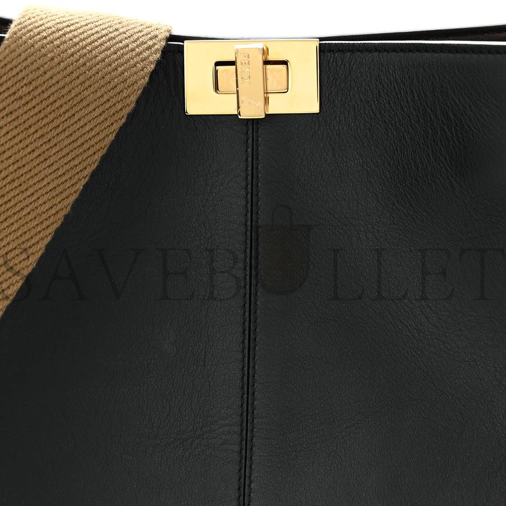 FENDI VITELLO SETA GLAZED FABRIC FF 1974 MEDIUM PEEKABOO X-LITE BLACK (29*25*14cm) FENDI VITELLO SETA GLAZED FABRIC FF 1974 MEDIUM PEEKABOO X-LITE BLACK (29*25*14cm)