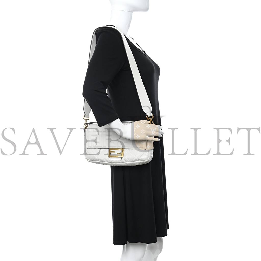 FENDI NAPPA FF 1974 EMBOSSED BAGUETTE WHITE (27*15*5cm) FENDI NAPPA FF 1974 EMBOSSED BAGUETTE WHITE (27*15*5cm)