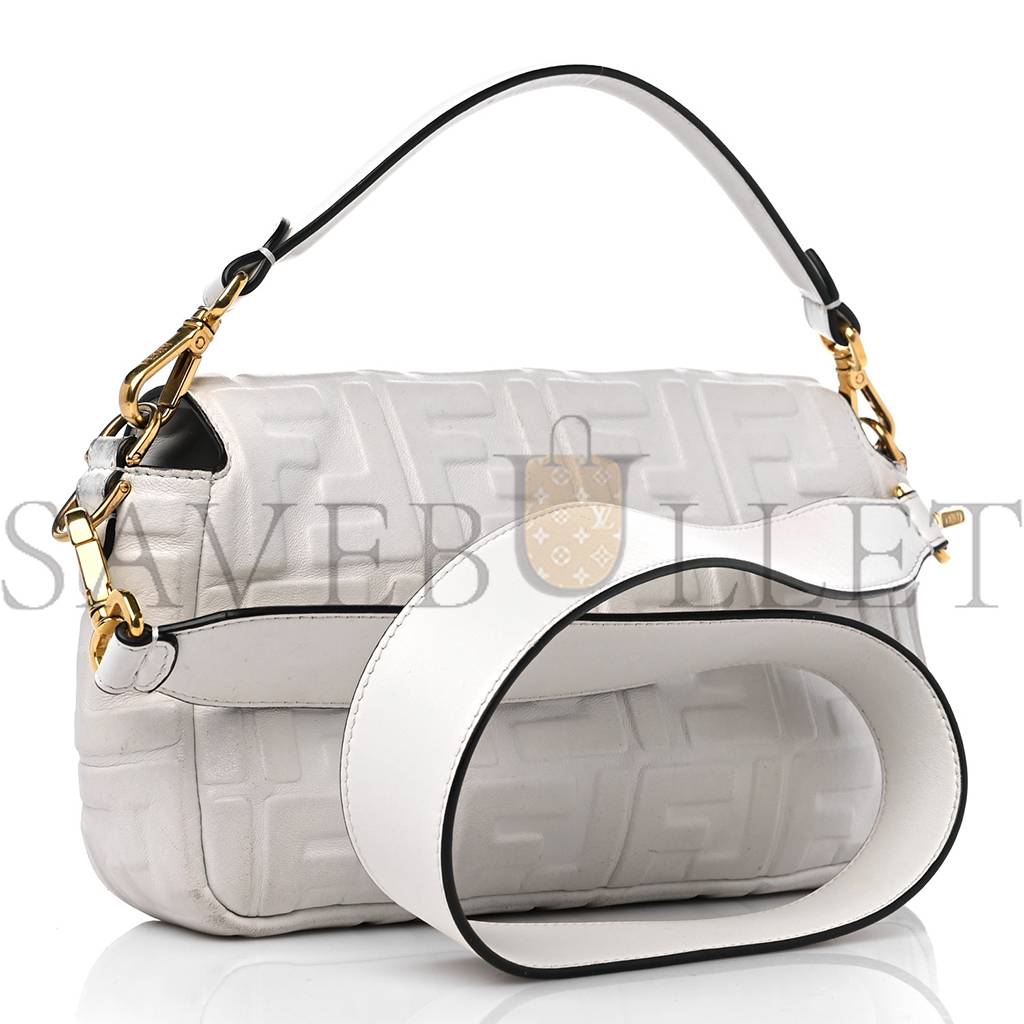 FENDI NAPPA FF 1974 EMBOSSED BAGUETTE WHITE (27*15*5cm) FENDI NAPPA FF 1974 EMBOSSED BAGUETTE WHITE (27*15*5cm)