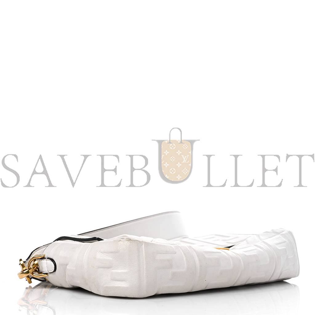 FENDI NAPPA FF 1974 EMBOSSED BAGUETTE WHITE (27*15*5cm) FENDI NAPPA FF 1974 EMBOSSED BAGUETTE WHITE (27*15*5cm)