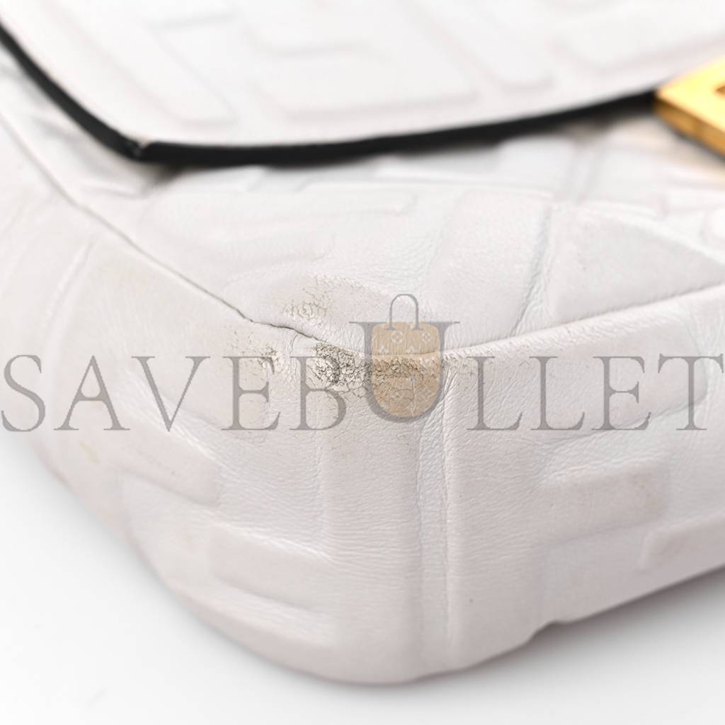 FENDI NAPPA FF 1974 EMBOSSED BAGUETTE WHITE (27*15*5cm) FENDI NAPPA FF 1974 EMBOSSED BAGUETTE WHITE (27*15*5cm)