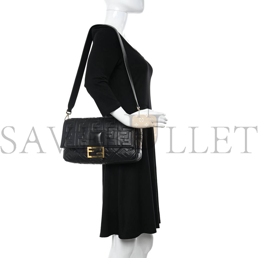 FENDI NAPPA FF 1974 EMBOSSED LARGE BAGUETTE BLACK (32*20*6cm) FENDI NAPPA FF 1974 EMBOSSED LARGE BAGUETTE BLACK (32*20*6cm)