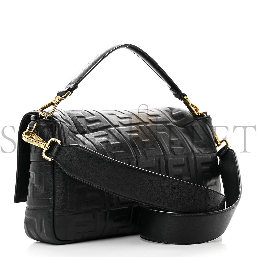 FENDI NAPPA FF 1974 EMBOSSED LARGE BAGUETTE BLACK (32*20*6cm) FENDI NAPPA FF 1974 EMBOSSED LARGE BAGUETTE BLACK (32*20*6cm)