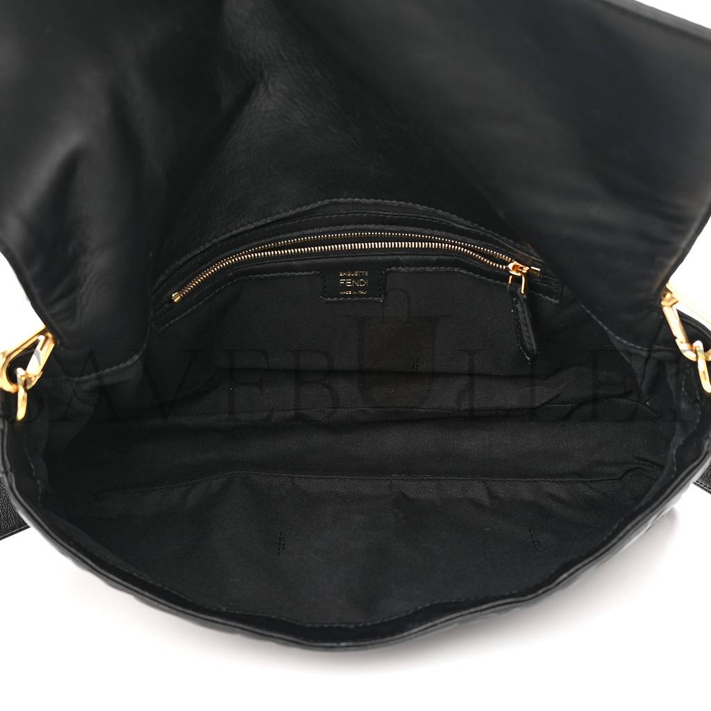 FENDI NAPPA FF 1974 EMBOSSED LARGE BAGUETTE BLACK (32*20*6cm) FENDI NAPPA FF 1974 EMBOSSED LARGE BAGUETTE BLACK (32*20*6cm)
