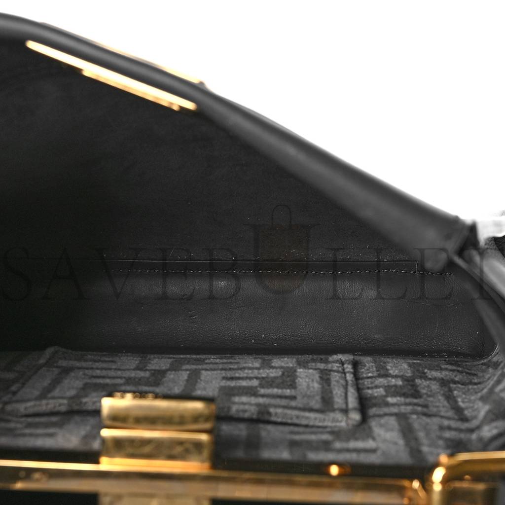 FENDI VITELLO SETA CHENILLE FF MINI PEEKABOO ICONIC SATCHEL ANTHRACITE ASFALTO (23*17*11cm) FENDI VITELLO SETA CHENILLE FF MINI PEEKABOO ICONIC SATCHEL ANTHRACITE ASFALTO (23*17*11cm)