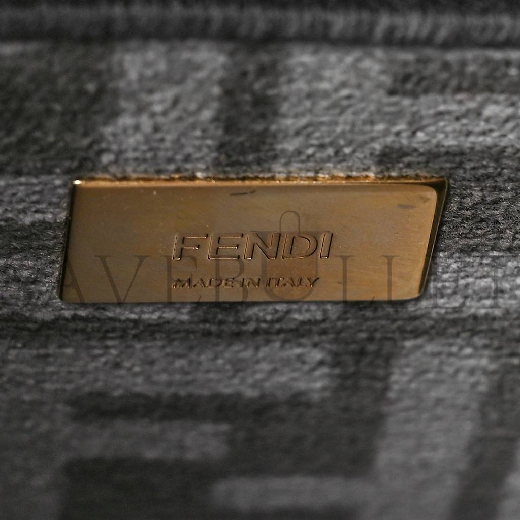 FENDI VITELLO SETA CHENILLE FF MINI PEEKABOO ICONIC SATCHEL ANTHRACITE ASFALTO (23*17*11cm) FENDI VITELLO SETA CHENILLE FF MINI PEEKABOO ICONIC SATCHEL ANTHRACITE ASFALTO (23*17*11cm)