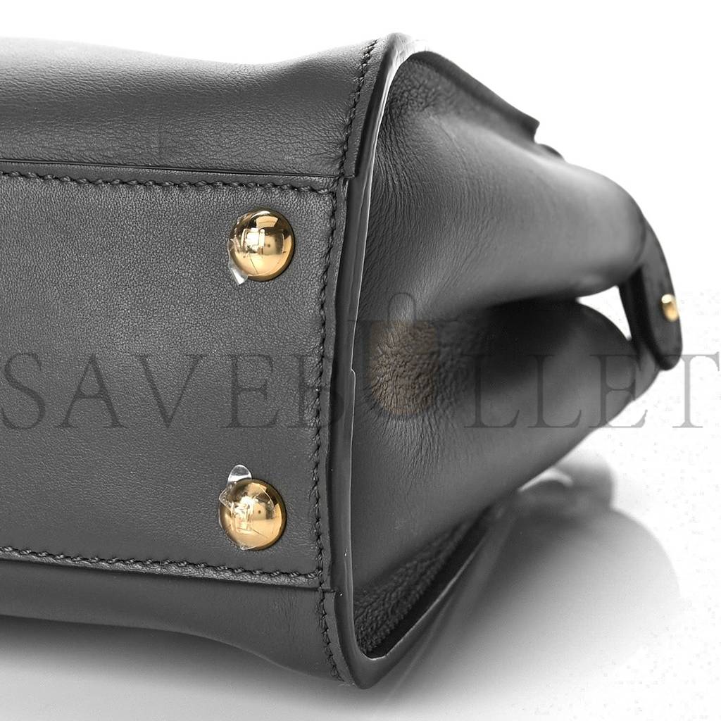 FENDI VITELLO SETA CHENILLE FF MINI PEEKABOO ICONIC SATCHEL ANTHRACITE ASFALTO (23*17*11cm) FENDI VITELLO SETA CHENILLE FF MINI PEEKABOO ICONIC SATCHEL ANTHRACITE ASFALTO (23*17*11cm)