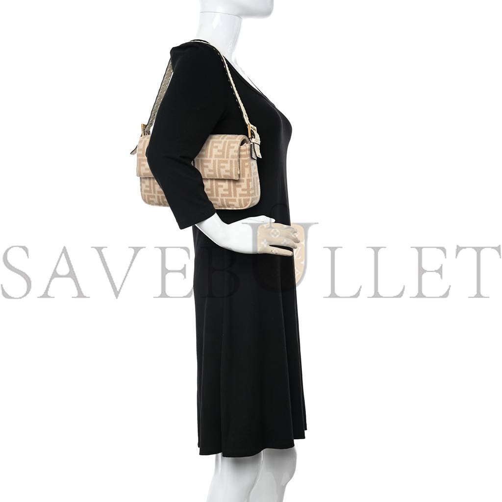 FENDI WOOL CUOIO ROMANO SELLERIA FF 1974 BAGUETTE 1997 BEIGE CAMMELLO CAMELIA (27*14*4cm) FENDI WOOL CUOIO ROMANO SELLERIA FF 1974 BAGUETTE 1997 BEIGE CAMMELLO CAMELIA (27*14*4cm)