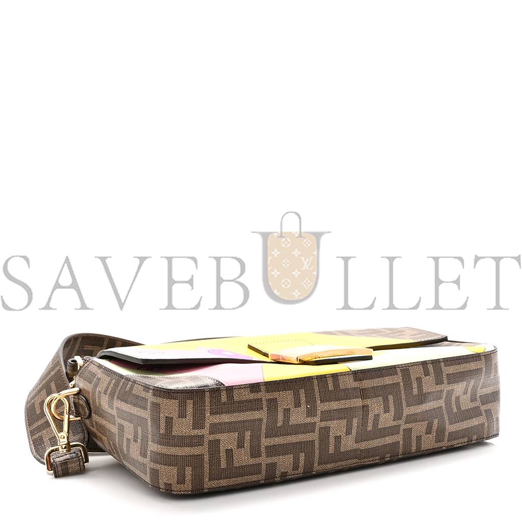 FENDI GLAZED FABRIC FF 1974 HAIRDO GIRLS INLAY BAGUETTE MOGANO PANNA MULTICOLOR (27*15*6cm) FENDI GLAZED FABRIC FF 1974 HAIRDO GIRLS INLAY BAGUETTE MOGANO PANNA MULTICOLOR (27*15*6cm)