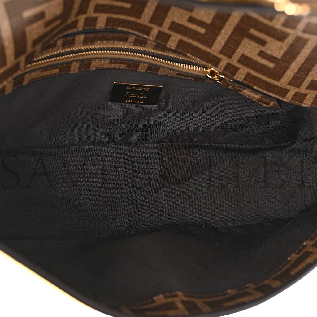 FENDI GLAZED FABRIC FF 1974 HAIRDO GIRLS INLAY BAGUETTE MOGANO PANNA MULTICOLOR (27*15*6cm) FENDI GLAZED FABRIC FF 1974 HAIRDO GIRLS INLAY BAGUETTE MOGANO PANNA MULTICOLOR (27*15*6cm)