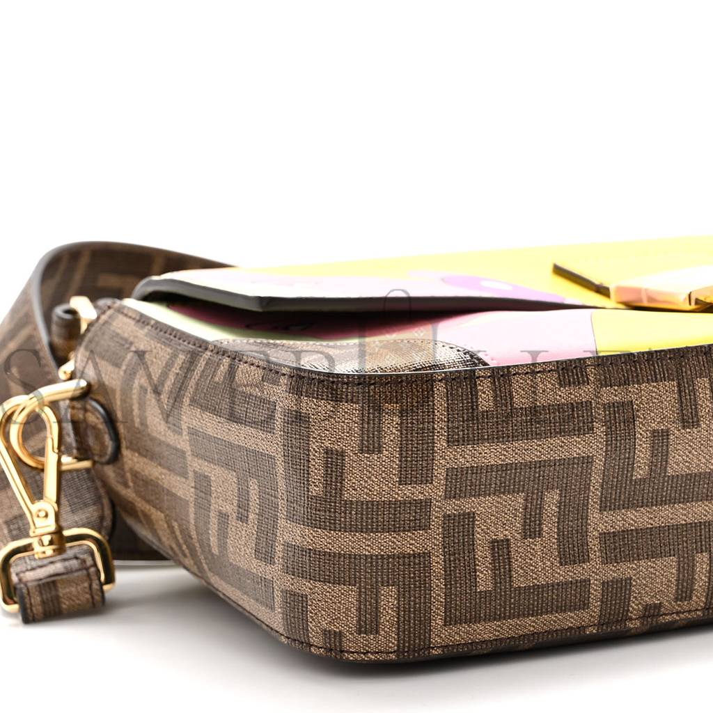 FENDI GLAZED FABRIC FF 1974 HAIRDO GIRLS INLAY BAGUETTE MOGANO PANNA MULTICOLOR (27*15*6cm) FENDI GLAZED FABRIC FF 1974 HAIRDO GIRLS INLAY BAGUETTE MOGANO PANNA MULTICOLOR (27*15*6cm)