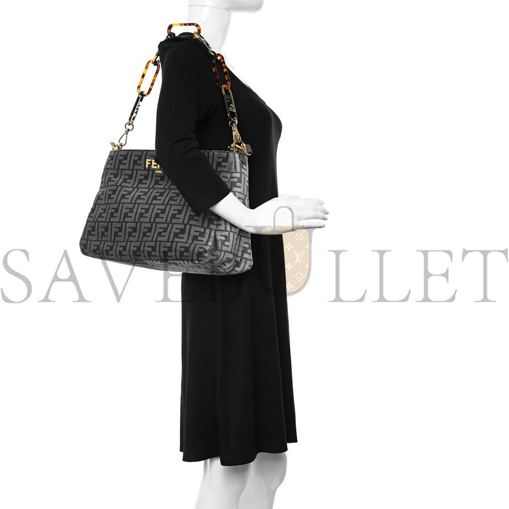 FENDI CHENILLE VITELLO SETA PLEXIGLASS FF FENDI O'LOCK ZIPPER ANTHRACITE ASFALTO (34*23*13cm) FENDI CHENILLE VITELLO SETA PLEXIGLASS FF FENDI O'LOCK ZIPPER ANTHRACITE ASFALTO (34*23*13cm)