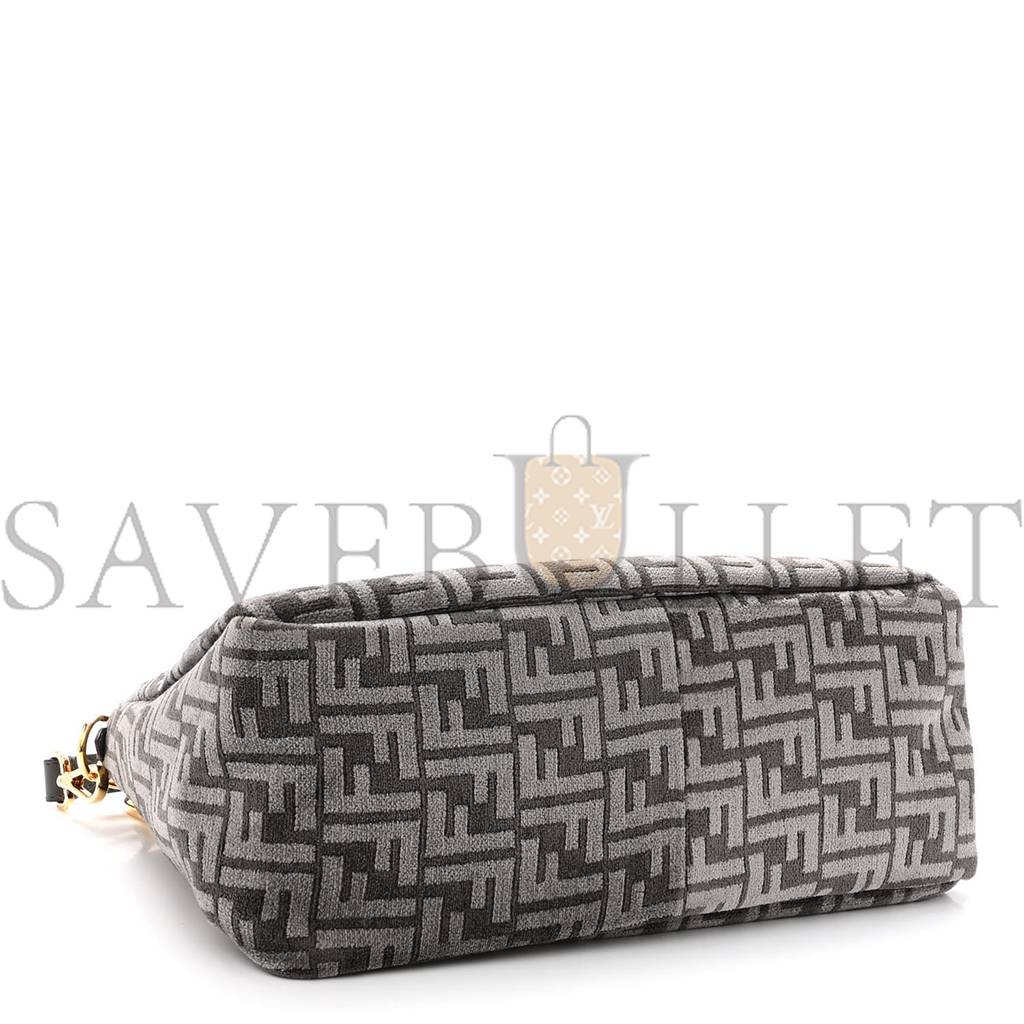 FENDI CHENILLE VITELLO SETA PLEXIGLASS FF FENDI O'LOCK ZIPPER ANTHRACITE ASFALTO (34*23*13cm) FENDI CHENILLE VITELLO SETA PLEXIGLASS FF FENDI O'LOCK ZIPPER ANTHRACITE ASFALTO (34*23*13cm)